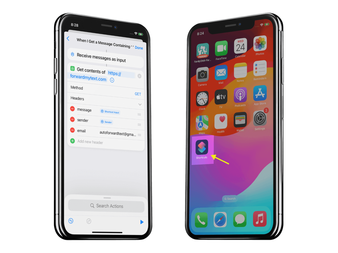 iPhone text forwarding with Shortcuts
